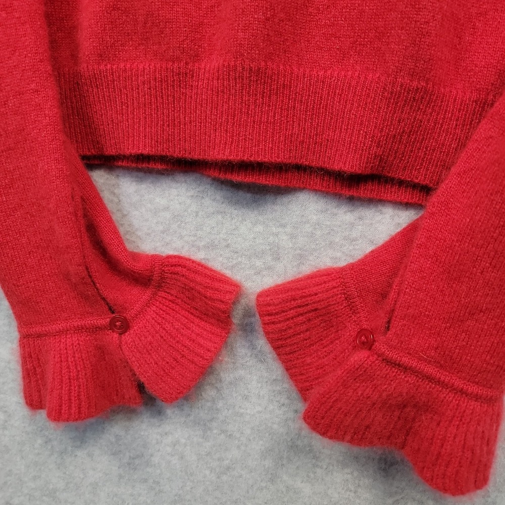 Marshall Fields Cashmere Knit Ruffle V-neck Sweater Red Feminine Womens Sz S - Picture 6 of 13